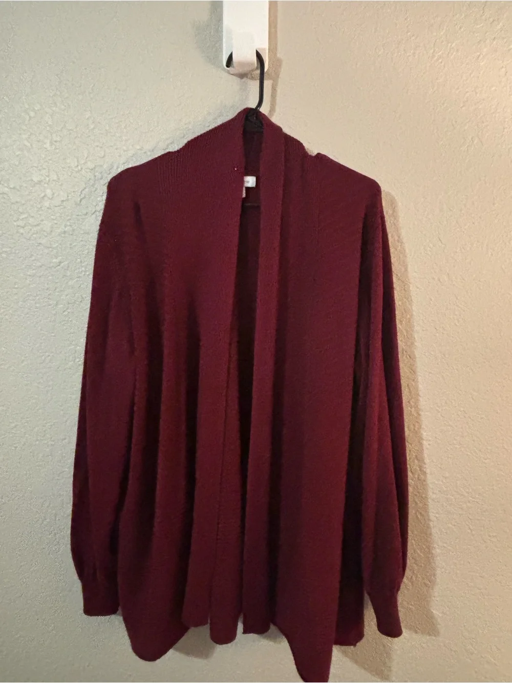 Liz Claiborne Open-Front Wine Cardigan